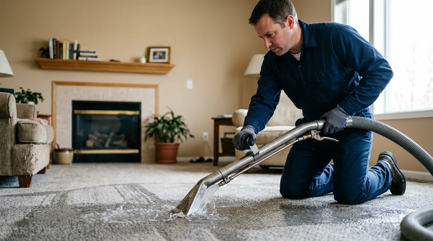Water damage restoration technician working near Hollow Rock, TN